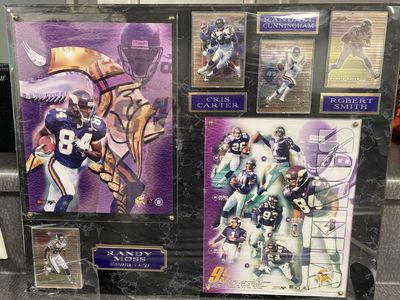 Minnesota Vikings plaque with cards
