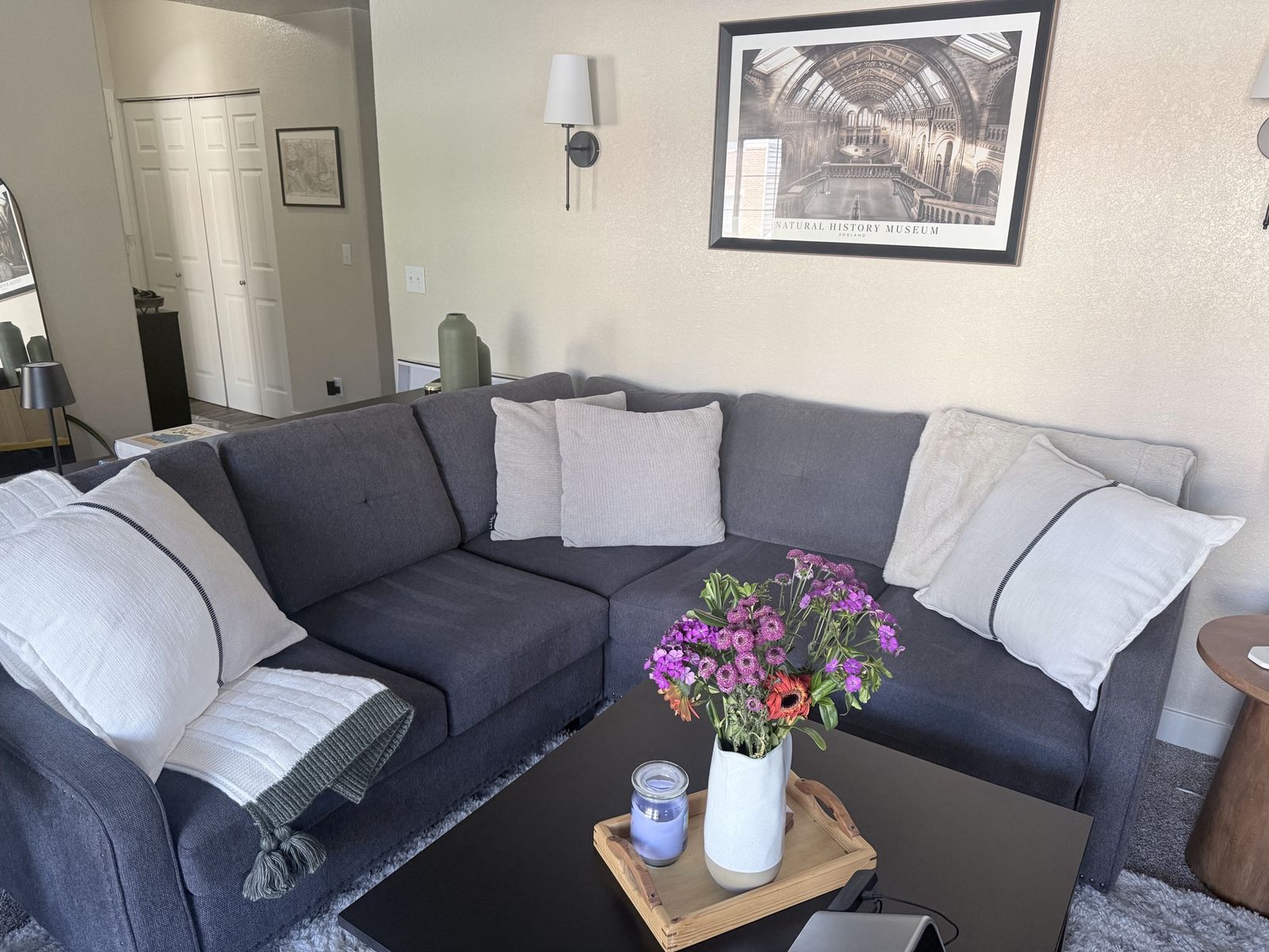Honbay L shaped Grey Sofa