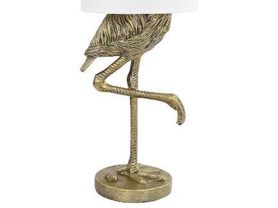Unique Golden Flamingo Table Lamp with White Shade - Decorative Accent Lighting