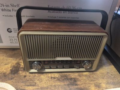 Hearts & Hands Hartley Portable Bluetooth Speaker & Radio - Retro Wood Finish