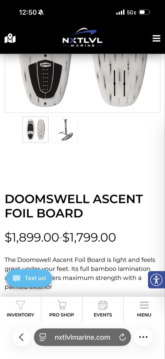 Doomswell Ascent Foil Board Hydrofoil with 240 Surf Wing and Bag
