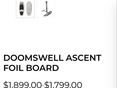 Doomswell Ascent Foil Board Hydrofoil with 240 Surf Wing and Bag