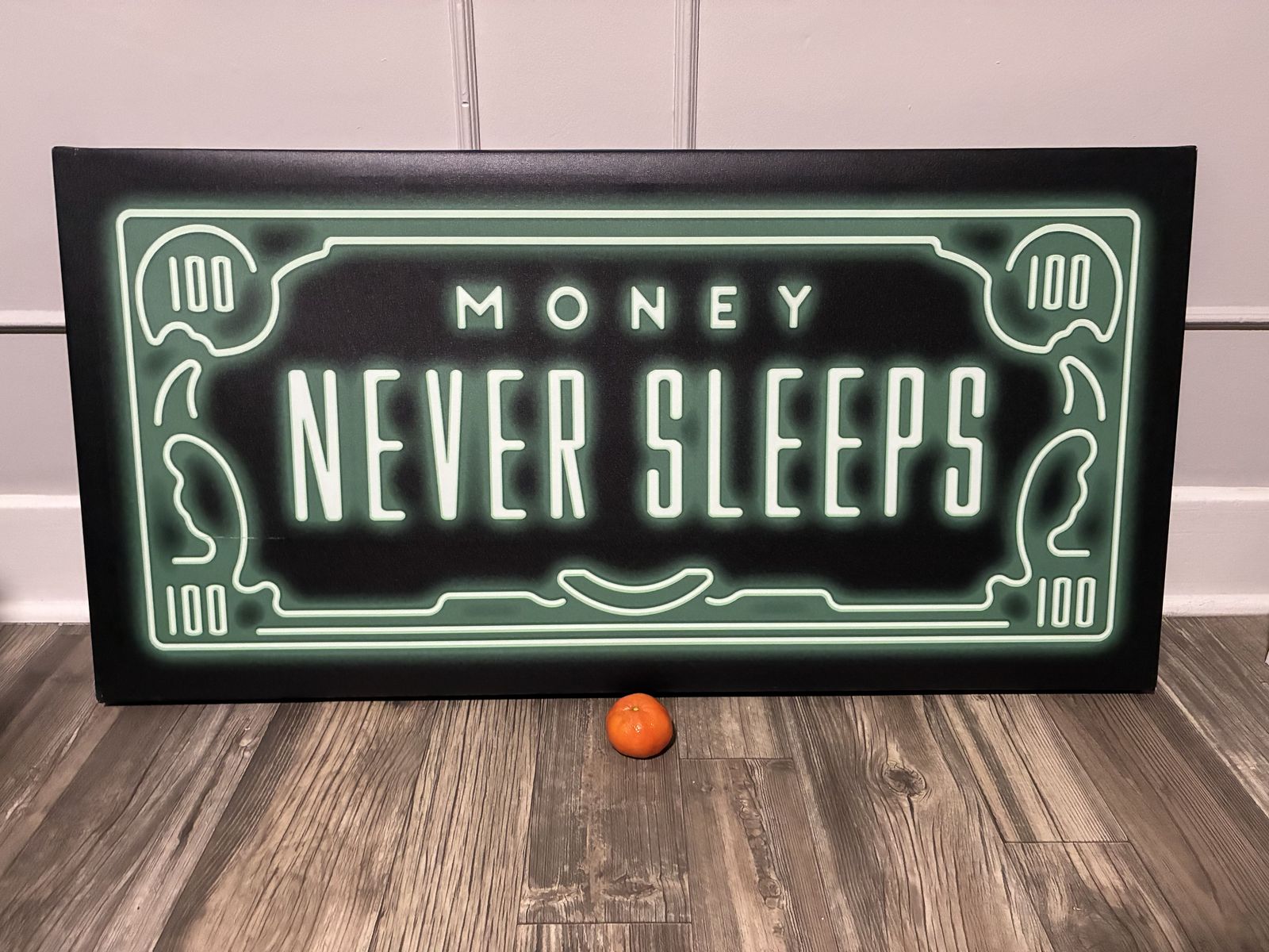 Money Never Sleeps Motivational Big Canvas Art