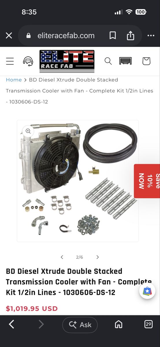 BD Diesel Xtrude Double Stacked Transmission Cooler with Fan Kit - Ford 5R110/6R140 Dodge 47RH/47RE/48RE/68RFE