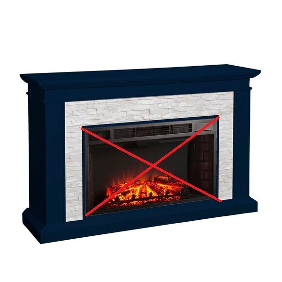 Ledgestone 55in Fireplace Mantel with Faux Stacked Stone, Navy 1771092 #72029
