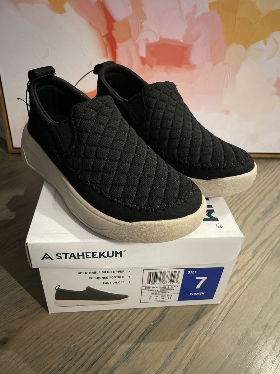 Brand new size 6 and 7 Black or Taupe quilted Slip on shoes