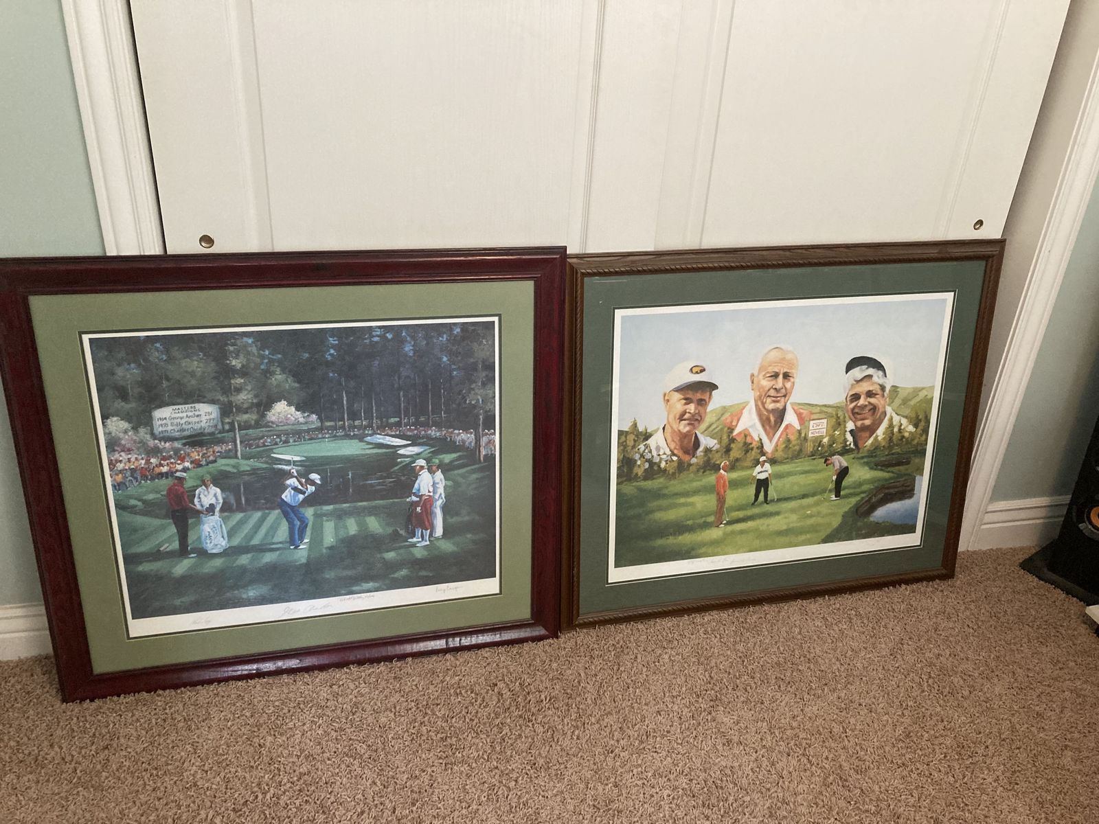 Two Robert H Bentley signed framed golf art prints.  See below for details and see photos for signatures.