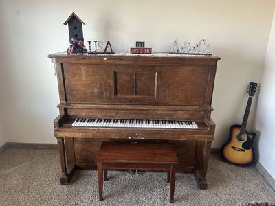 Antique Upright Piano with Bench - Free to a Good Home