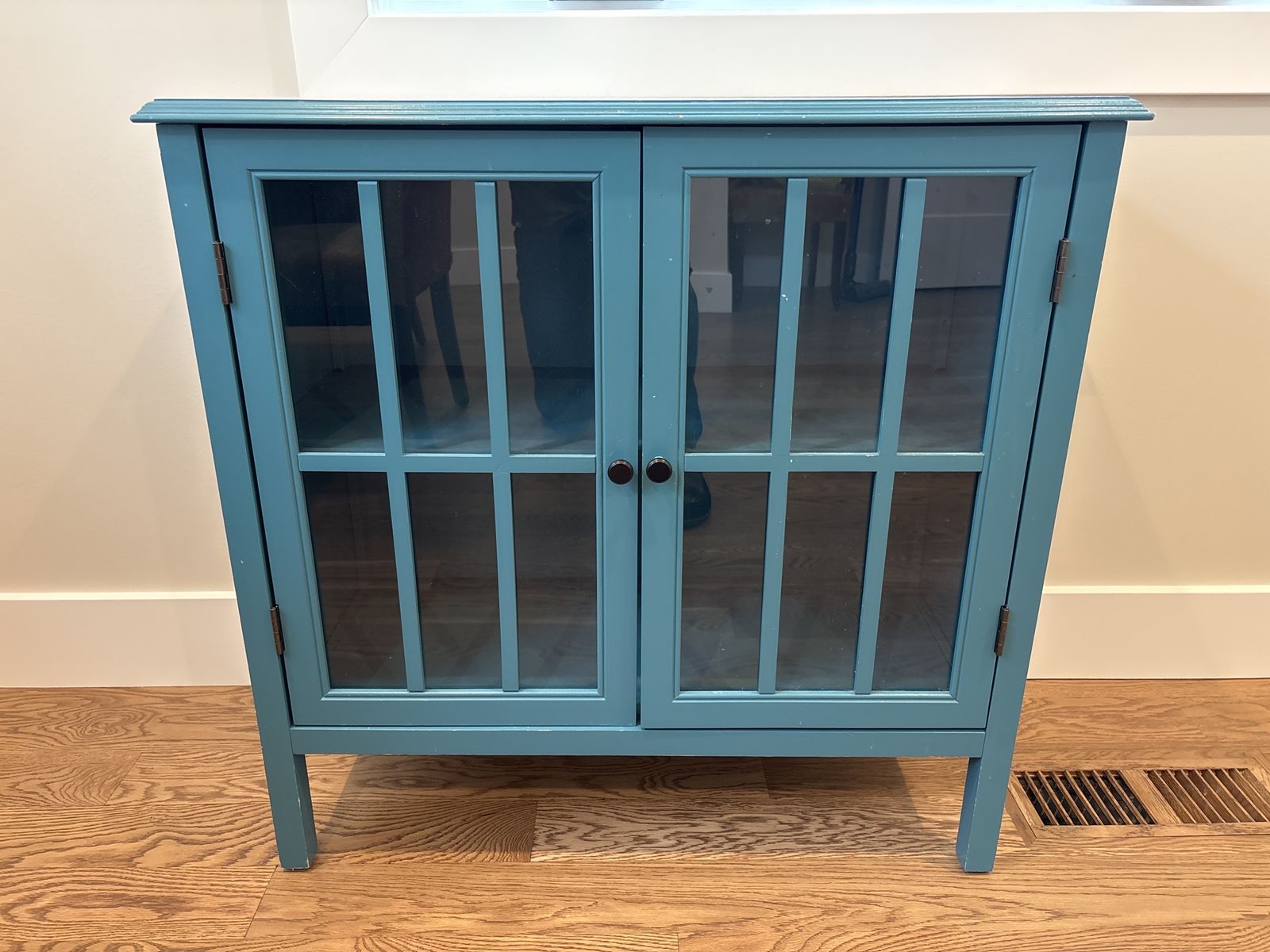 Wood cabinet, glass window doors