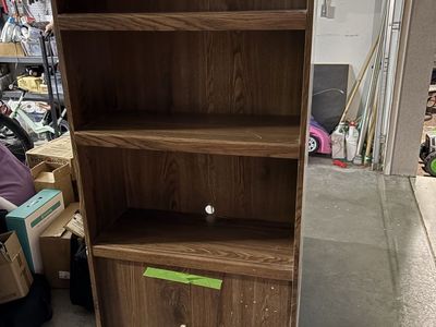 Dark Wood Media Console / Bookshelf with Storage Cabinet