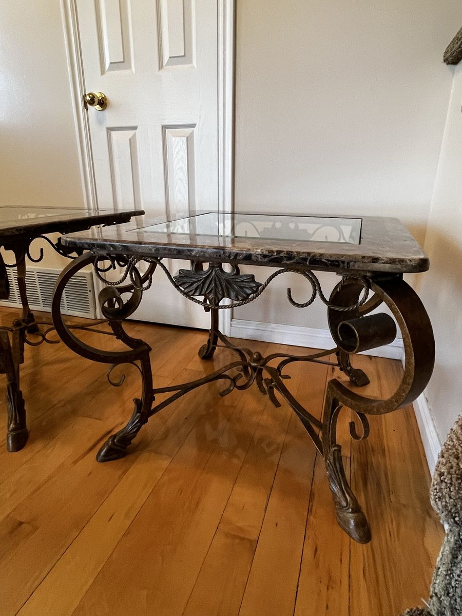 Glass and marble end tables $100 for 2