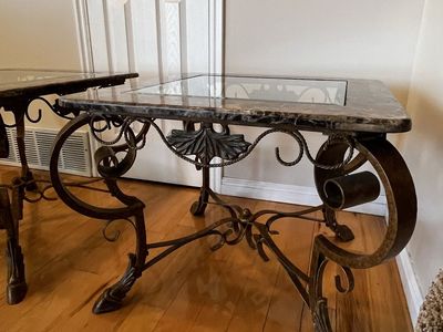 Glass and marble end tables $100 for 2