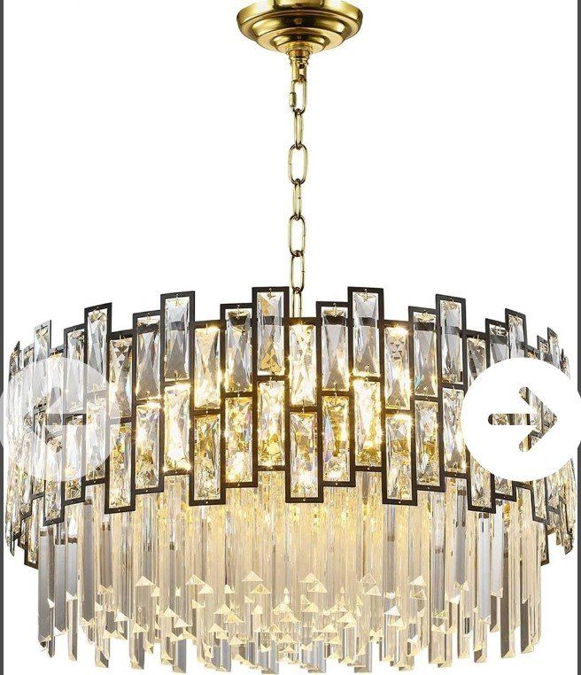 23.2 " 11 light Elegant Crystal Chandelier Modern Rectangle Hanging Pendant Ceiling Light Fixture (NEW)