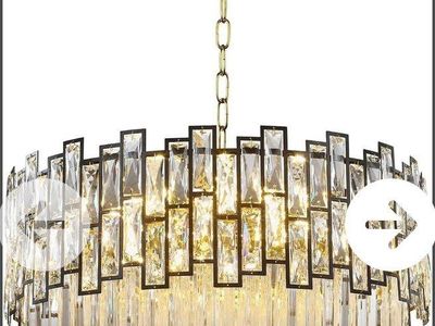 23.2 " 11 light Elegant Crystal Chandelier Modern Rectangle Hanging Pendant Ceiling Light Fixture (NEW)