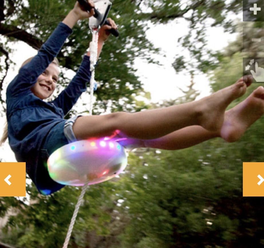 Slackers Night Riderz Zipline Kit with LED Light-Up Saucer Seat