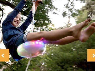 Slackers Night Riderz Zipline Kit with LED Light-Up Saucer Seat