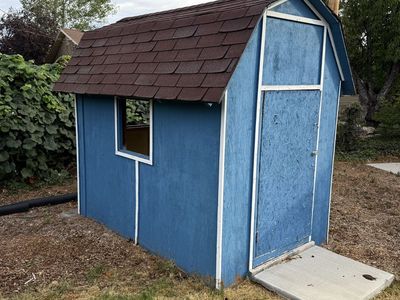 Blue Wooden Storage Shed