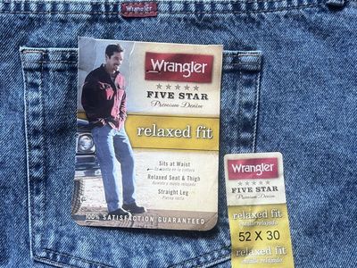 Wrangler Five Star Premium Denim Men's Relaxed Fit Jeans, Blue, Size 52x30