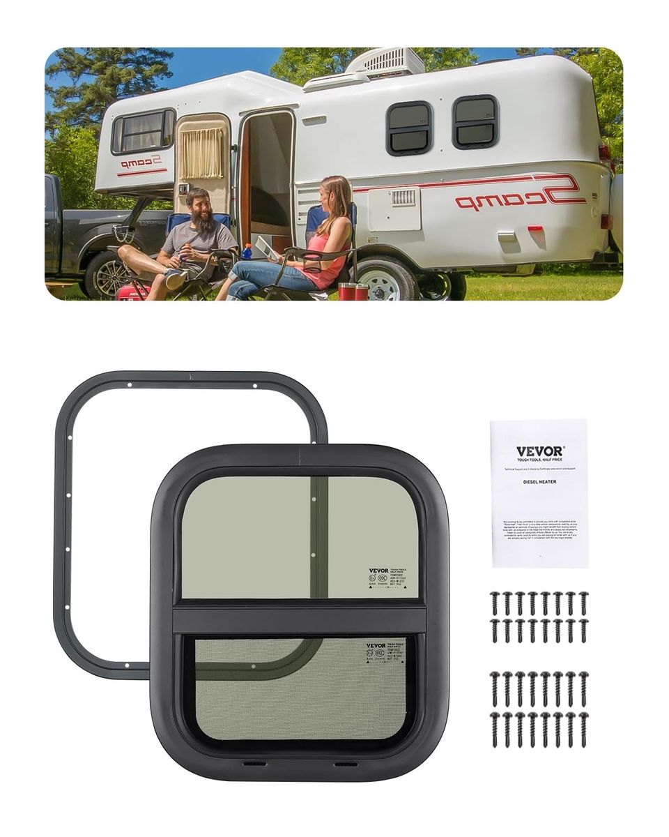 Vertical RV Window, 14" W x 16" H Tinted Sliding RV Window