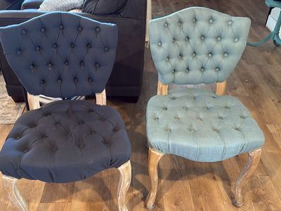 Tufted Accent Dining Chairs - Set of 2 (Blue and Aqua)