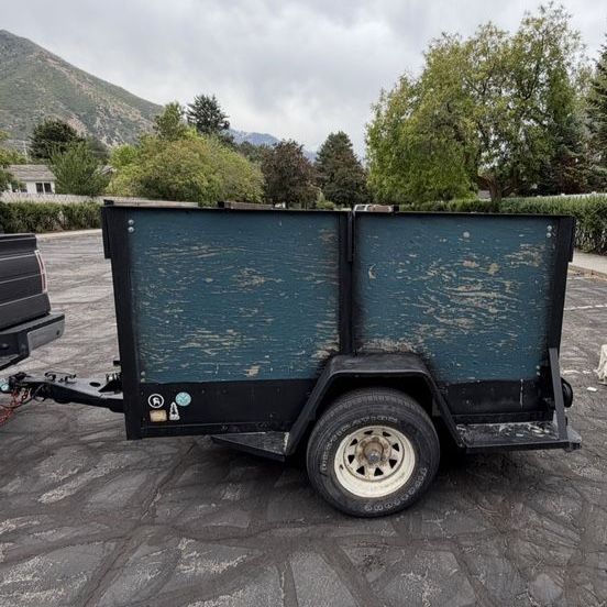 Utility Trailer with High Wooden Sides and Single Axle