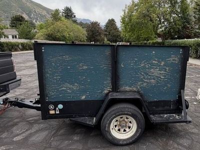 Utility Trailer with High Wooden Sides and Single Axle