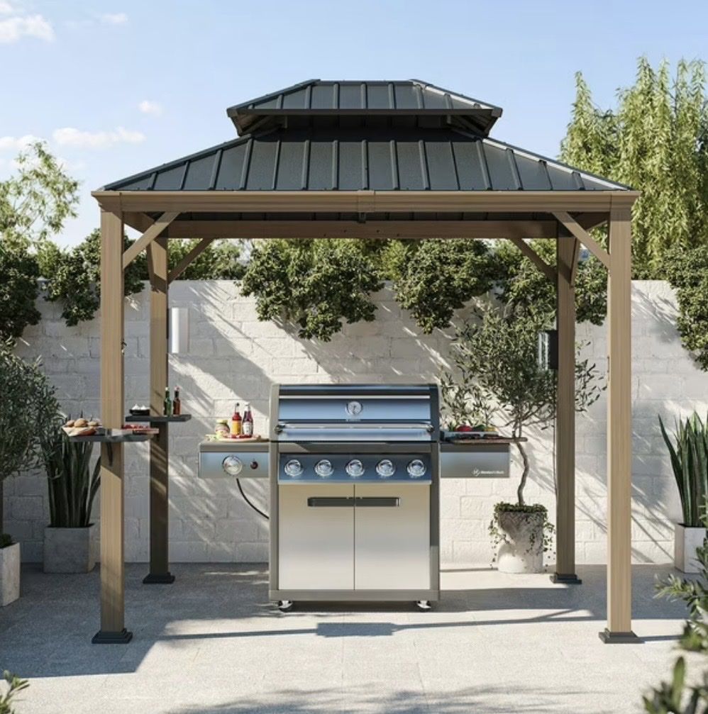 Aluminum & Steel Hardtop 2‑Tier Grill Gazebo