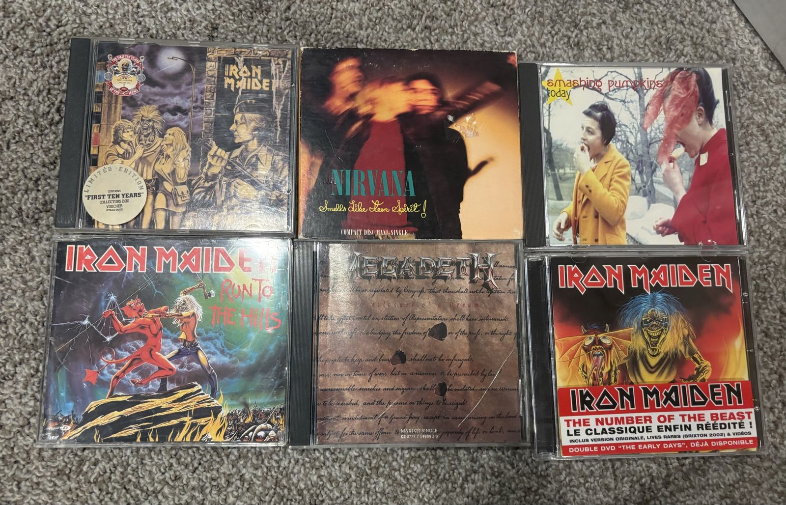 6 CD singles smashing pumpkins iron maiden nirvana