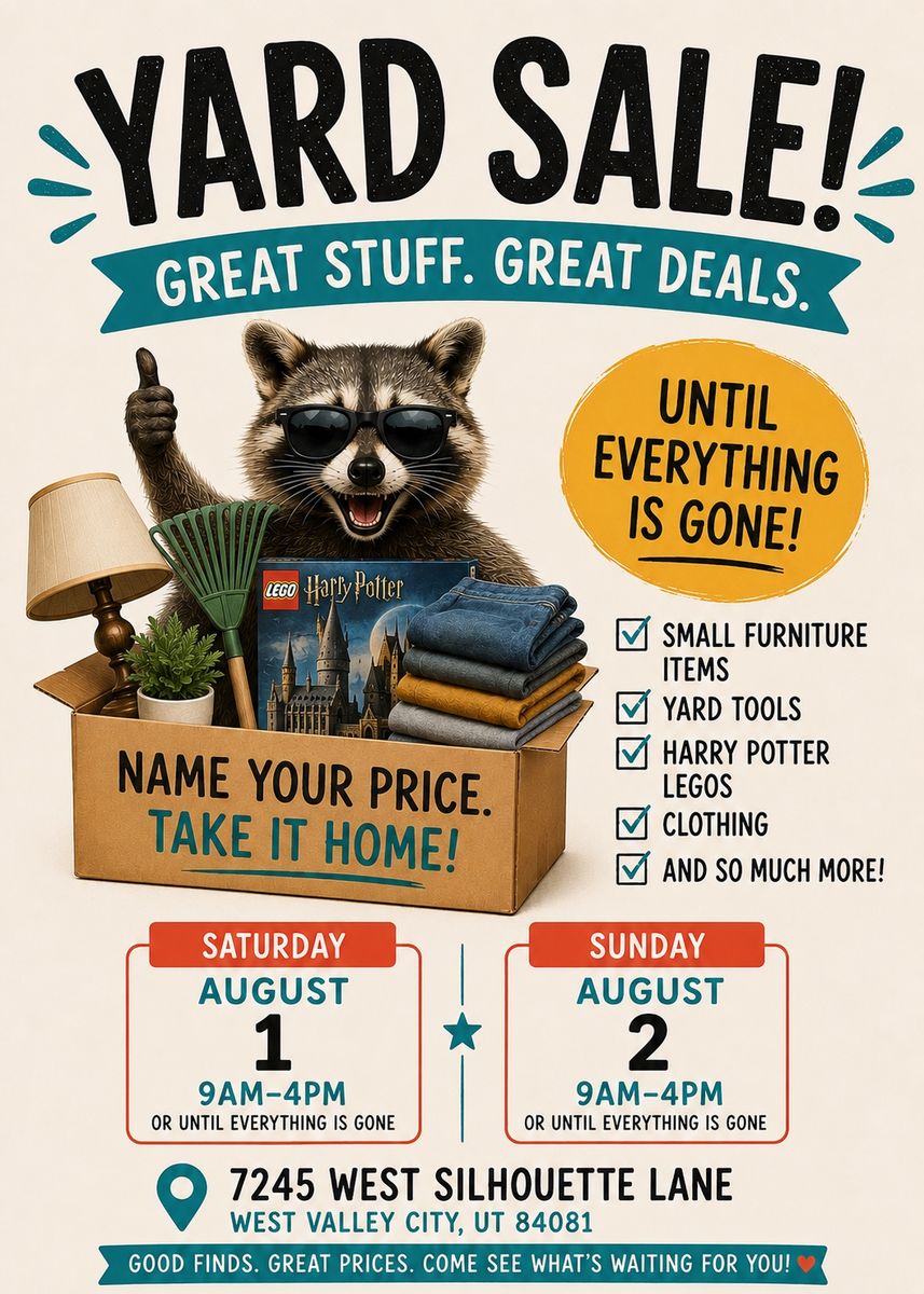 Yard Sale - West Valley City (Sat & Sun, Aug 1-2, 9AM-4PM)