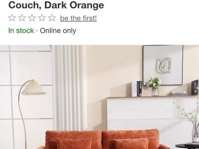 Mid-Century Modern 2-Seat Loveseat Sofa in Dark Orange