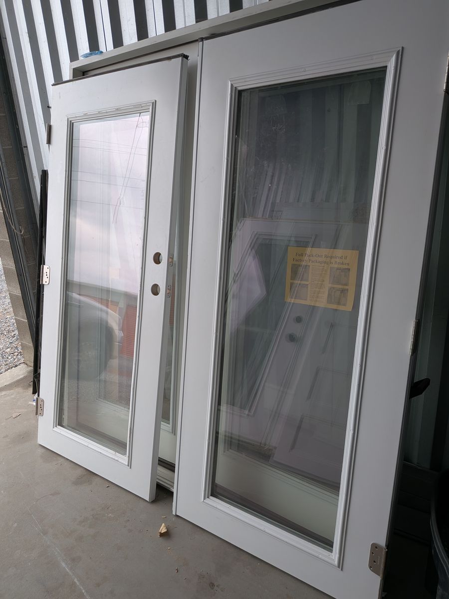White Full-Lite Glass Exterior Doors - Pair / Set