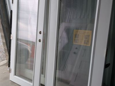 White Full-Lite Glass Exterior Doors - Pair / Set
