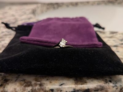 Vintage-Style Size 5 White Gold Engagement Ring, Oval Diamond, Cathedral Setting