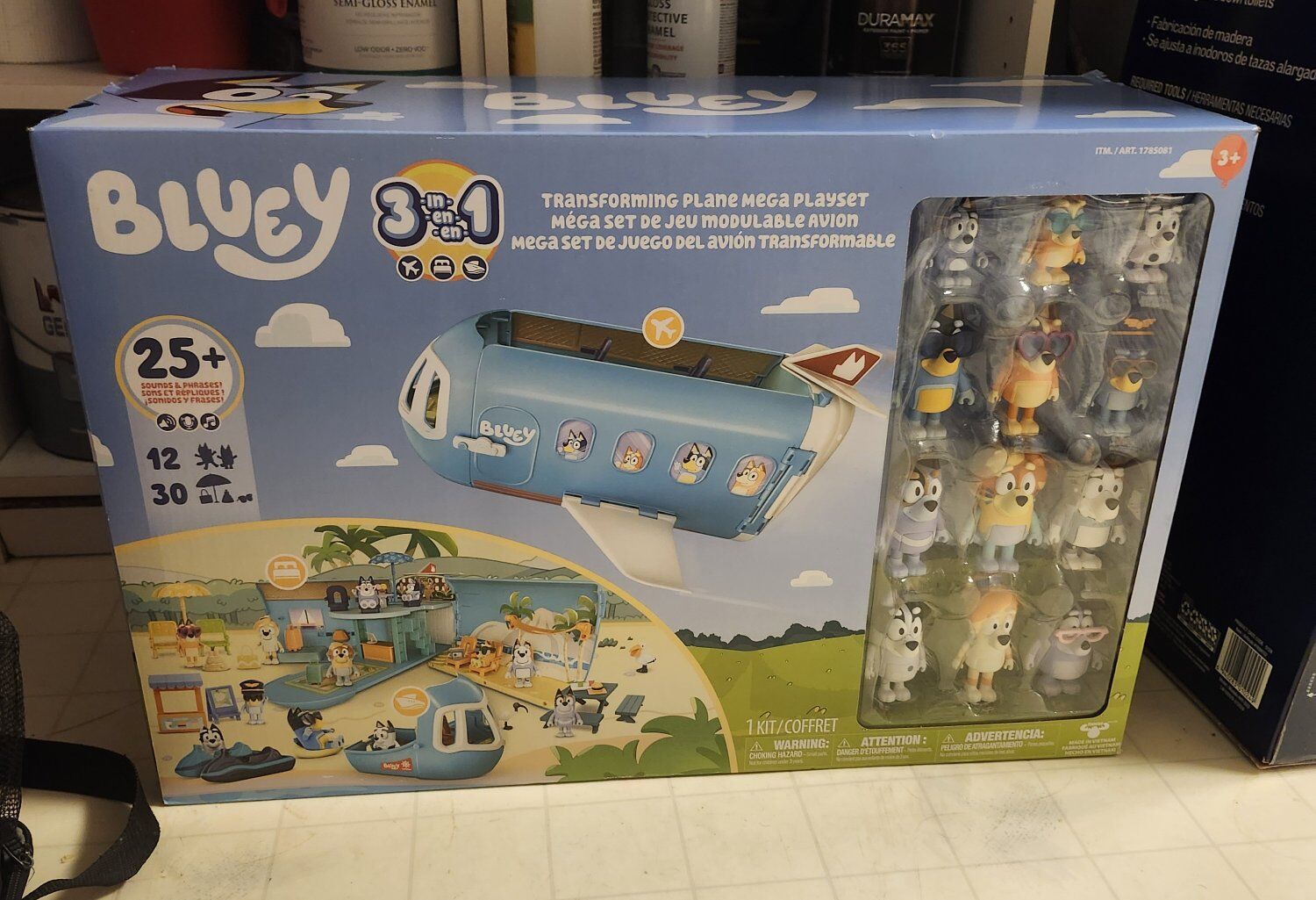 Brand New Bluey 3‑in‑1 Mega Plane w/Box Stain