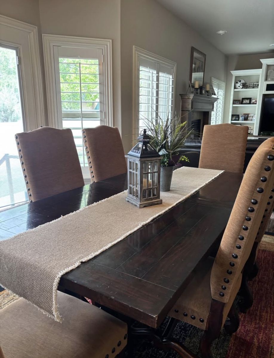Dining Room Table with 6 high back chairs