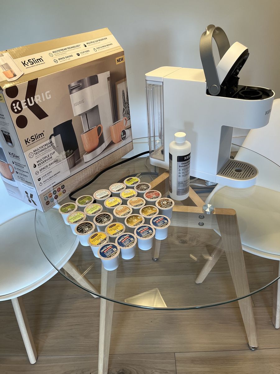 Keurig K-Slim Single Serve Coffee Maker - White, Multi-Stream Technology, Space-Saving Design