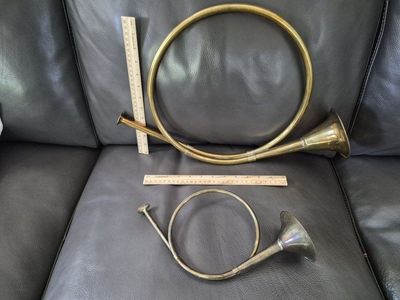 Vintage Brass Horns - Large & Small Set, Decorative