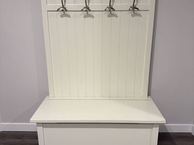 Large Coat Rack With Bench-white