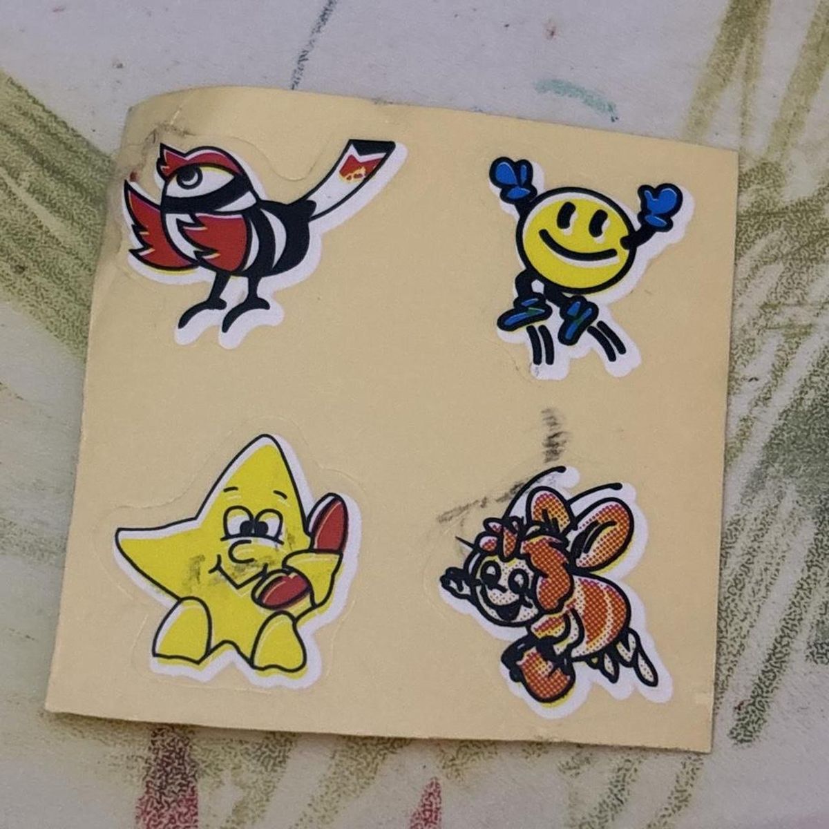 Unbranded Cartoon Character Decal Sticker Sheet - Bird, Smiley Face, Star, Bee