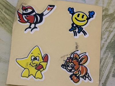 Unbranded Cartoon Character Decal Sticker Sheet - Bird, Smiley Face, Star, Bee