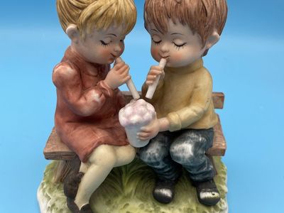 Very Nice Lefton Figurine of a Boy & Girl Sharing a Milk Shake