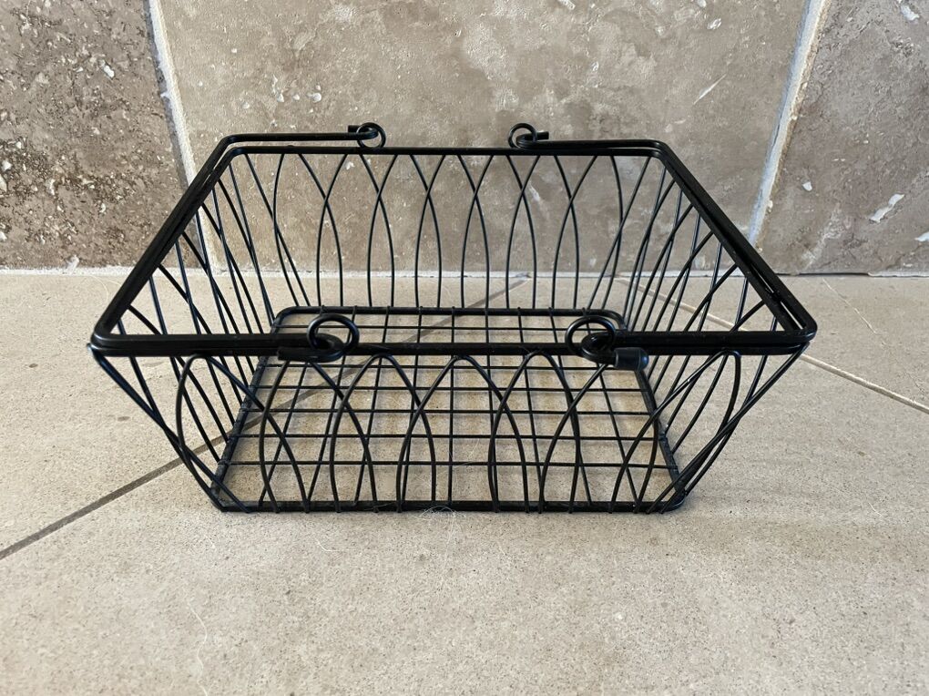 Black Metal Basket W/ Fold Down Handles