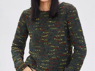 Zara Olive Green Chenille Knit Low Crop Sweater - Size Medium