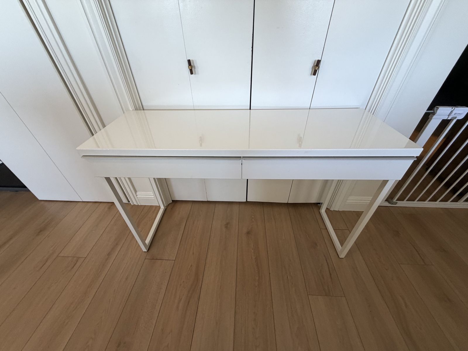 IKEA White Gloss Desk with Drawers - Modern Design