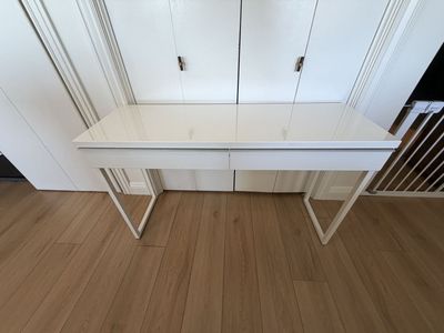 IKEA White Gloss Desk with Drawers - Modern Design