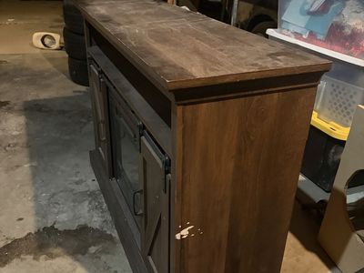 Electric Fireplace TV Stand Media Console, Dark Wood Finish, Entertainment Center