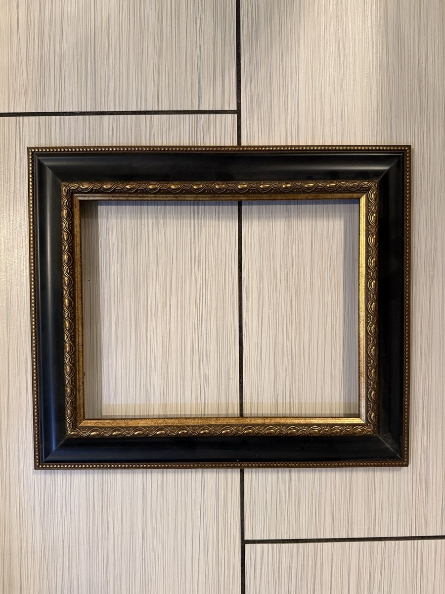 Ornate Black & Gold Picture Frame - 13.75” x 11.75” holds 8x10” print - no glass