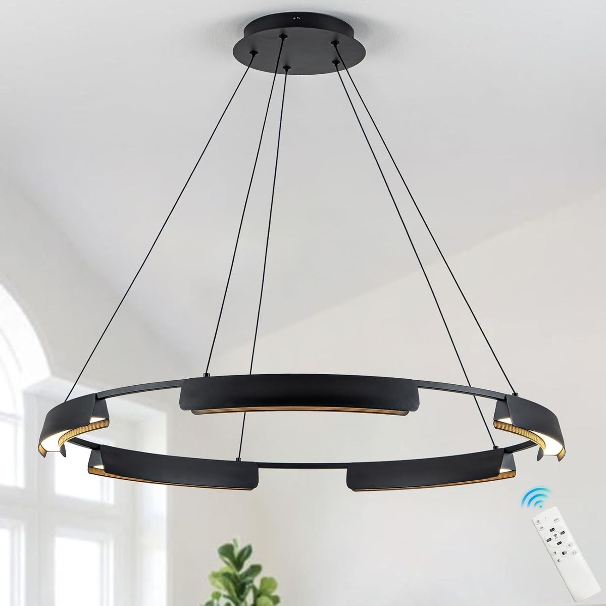 31.5" Black Dimmable LED Chandelier with Remote Control