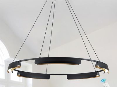 31.5" Black Dimmable LED Chandelier with Remote Control