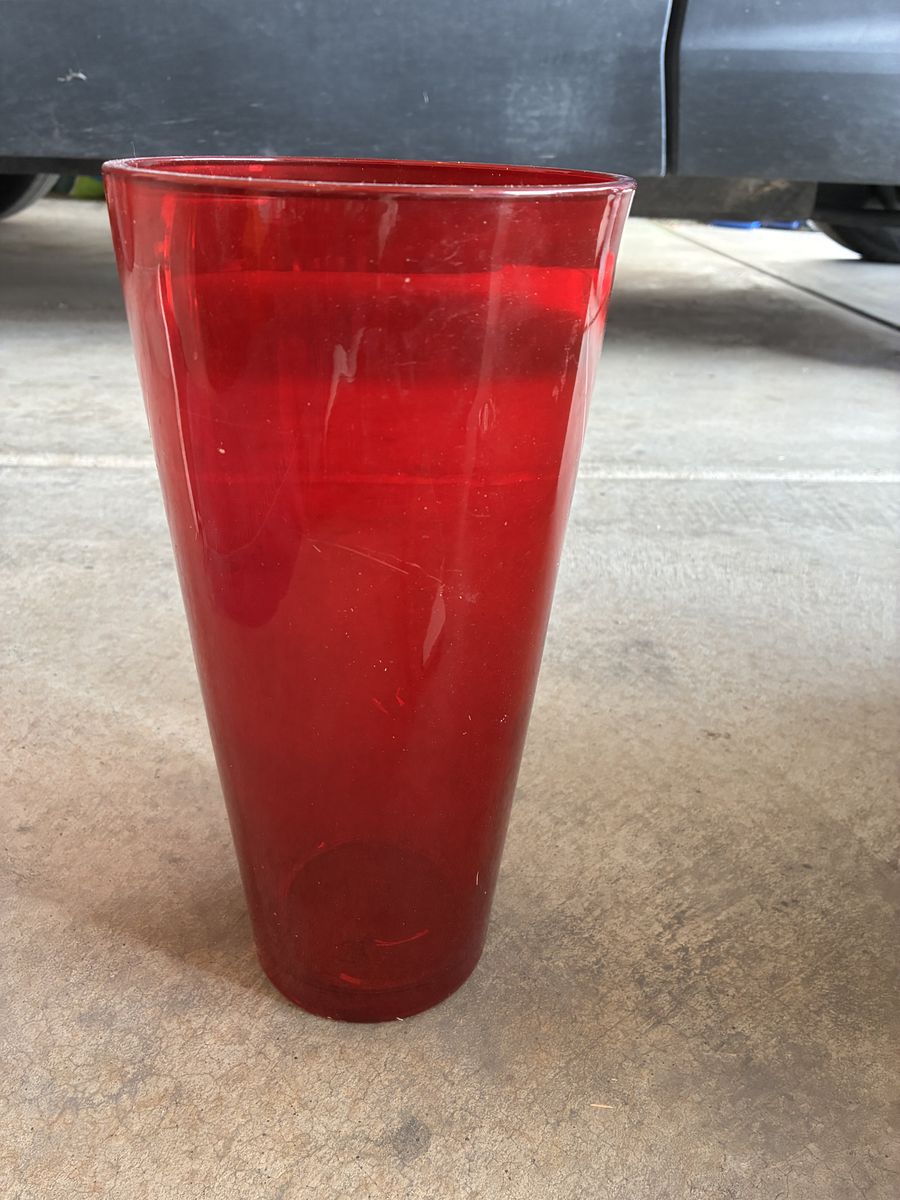 Tall Red Glass Vase